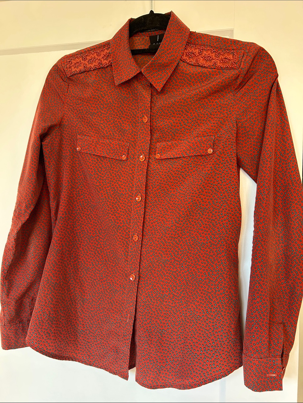 Scotch & Soda Red Printed Button-Down Blouse